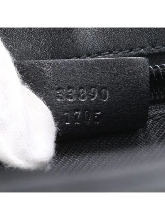 Gucci GG Canvas Leather Tote Shoulder Hand Black Rue - Picture 11 of 11